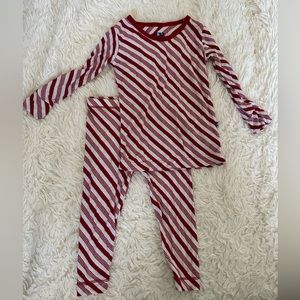 Kickee Pants candy cane pajamas, size 12-18 months